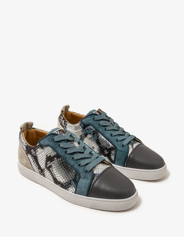 Christian Louboutin Louis Junior Amazonia Blue Trainers sold by Zoo Fashions