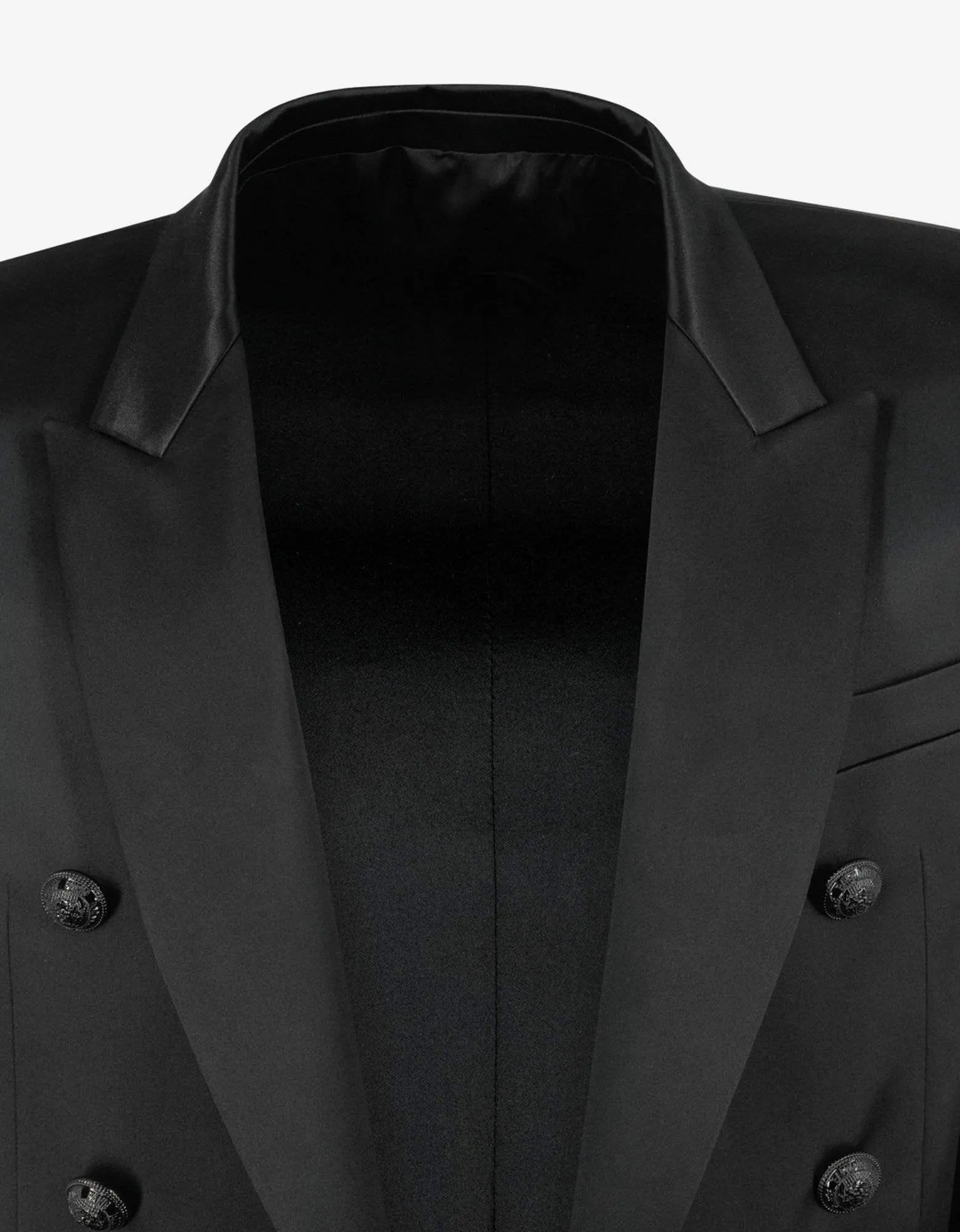 Balmain Black Double-Breasted Silk Blazer sold by Zoo Fashions product image thumbnail 5