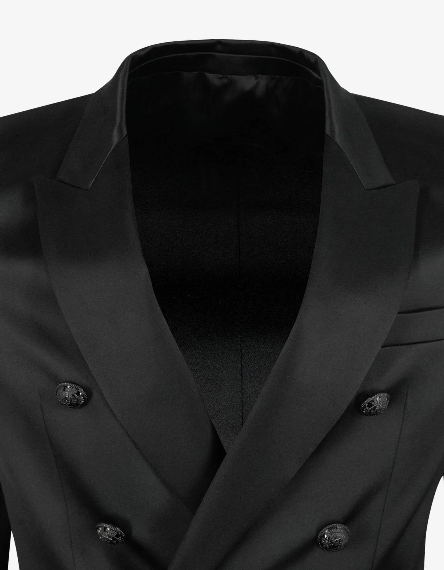 Balmain Black Double-Breasted Silk Blazer sold by Zoo Fashions product image thumbnail 3