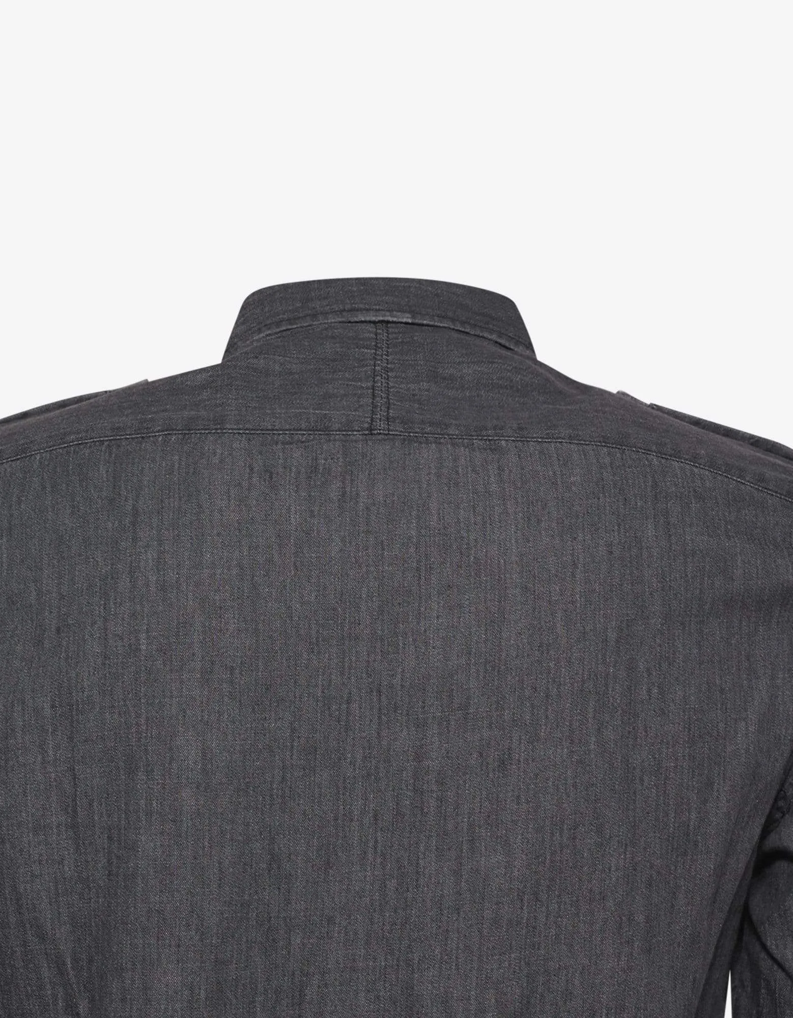 Balmain Grey Denim Logo Print Military Shirt sold by Zoo Fashions product image thumbnail 4