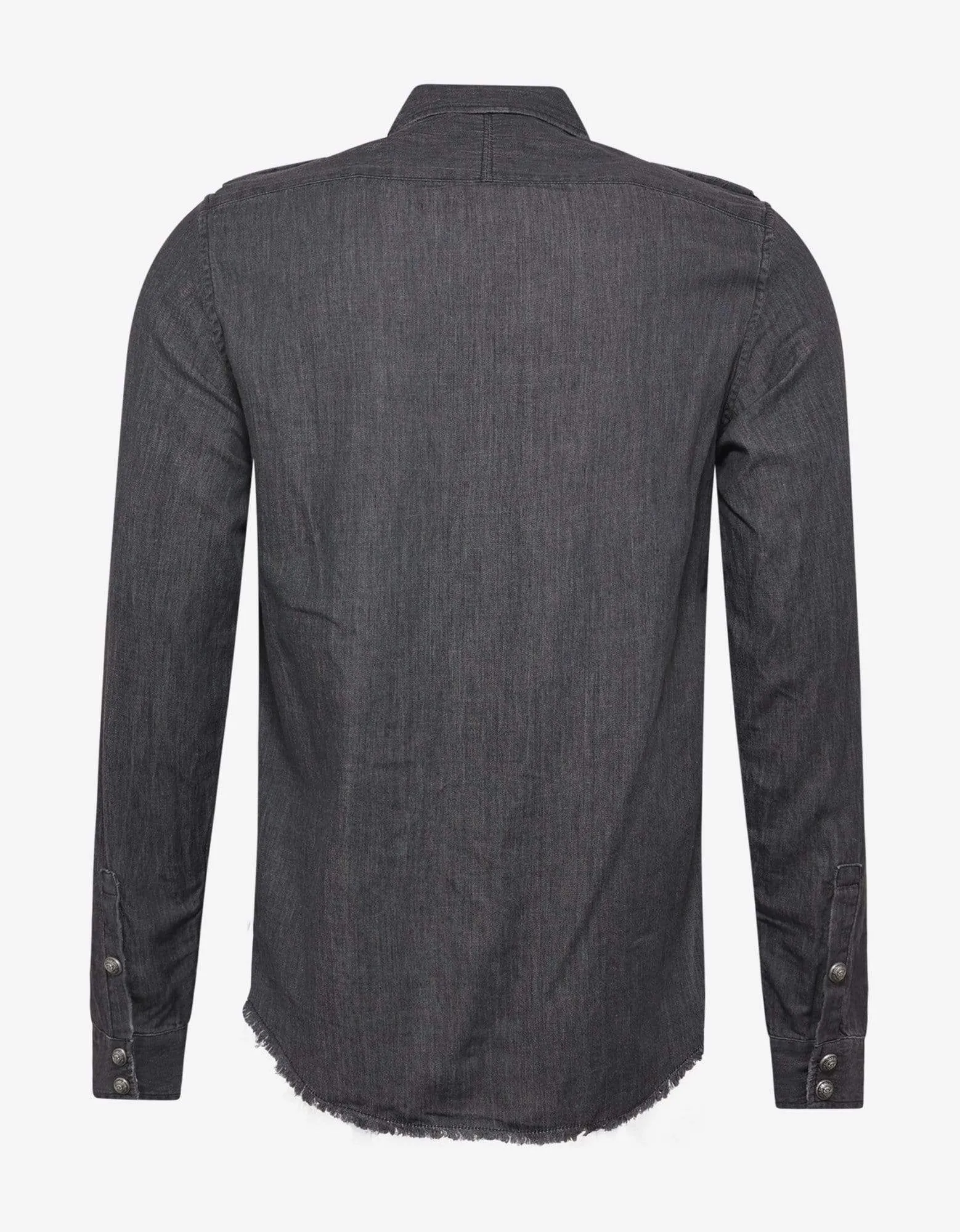 Balmain Grey Denim Logo Print Military Shirt sold by Zoo Fashions product image thumbnail 2