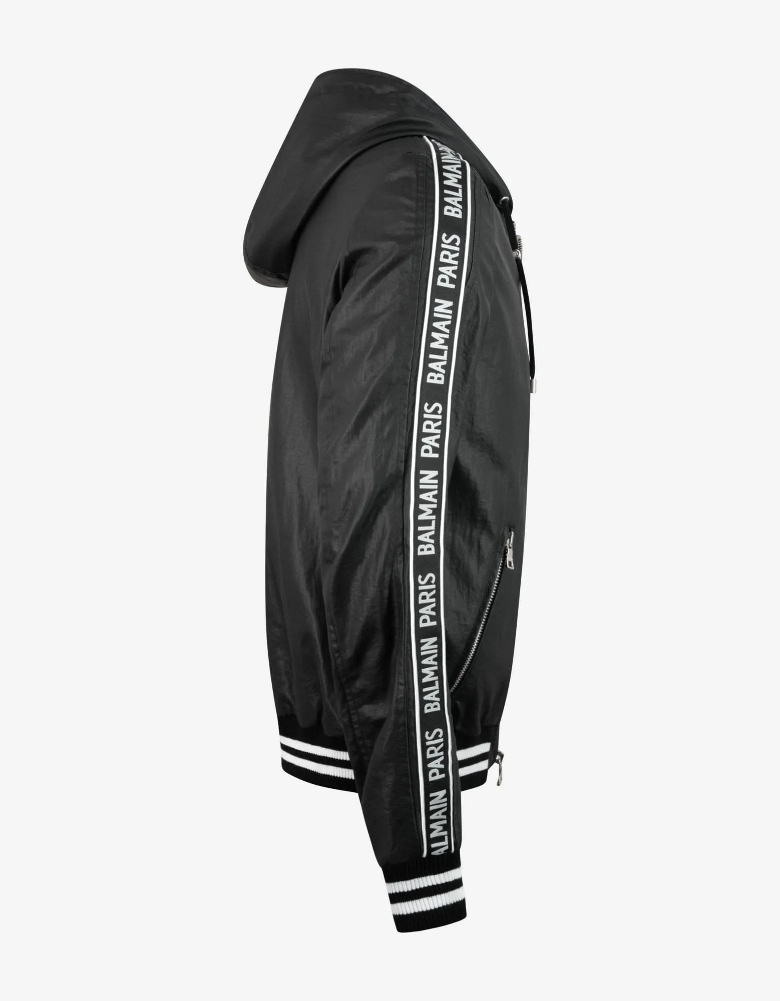 Balmain Black Coated Nylon Logo Band Jacket sold by Zoo Fashions product image thumbnail 3