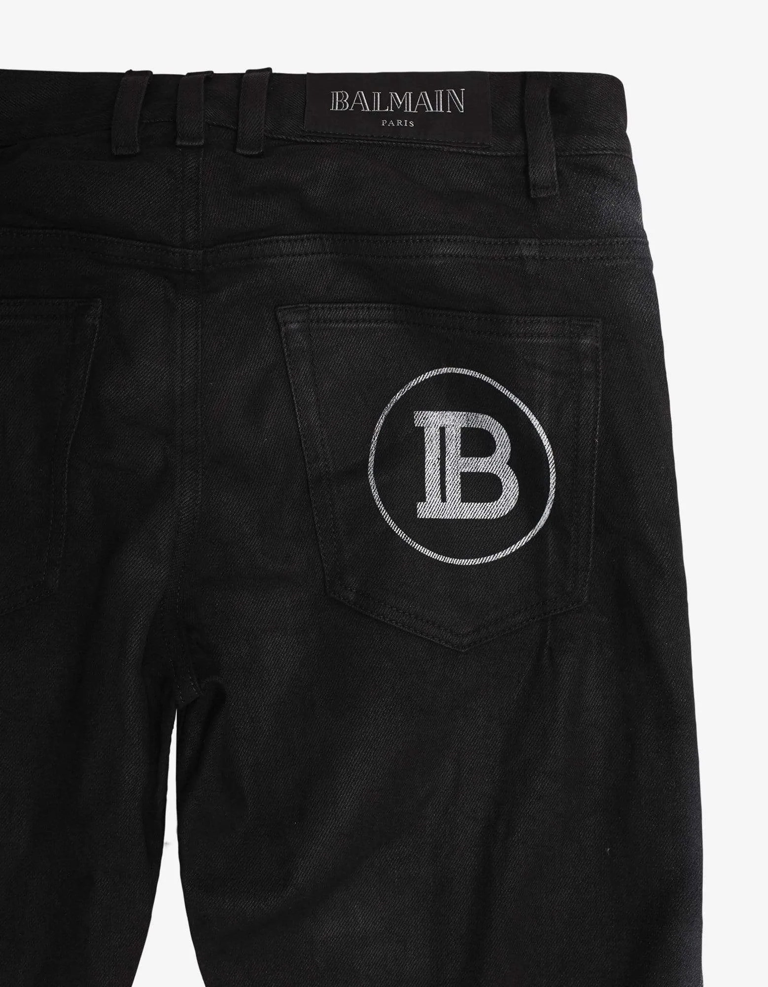 Balmain Black B Logo Spray Paint Stripe Jeans sold by Zoo Fashions product image thumbnail 5