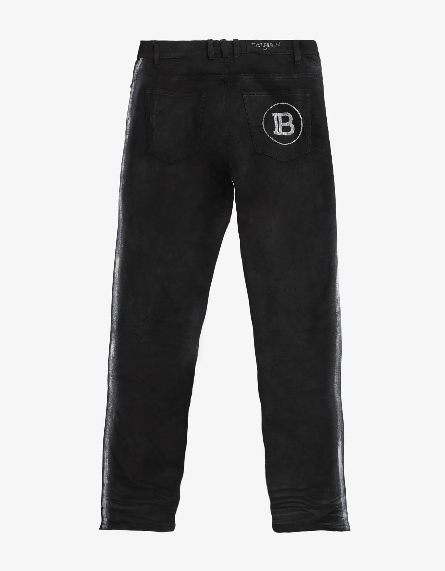 Balmain Black B Logo Spray Paint Stripe Jeans sold by Zoo Fashions product image thumbnail 2
