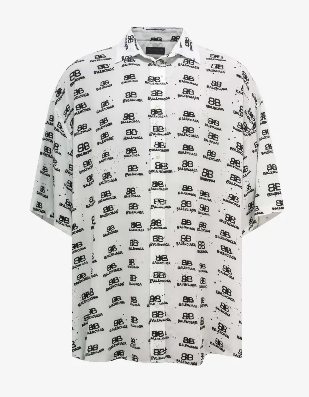 Balenciaga White BB Logo Oversized Shirt made by Balenciaga