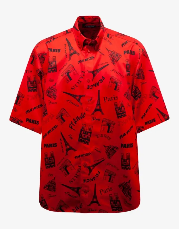 Balenciaga Red Tourist Print Square Back Shirt - SS20 sold by Zoo Fashions