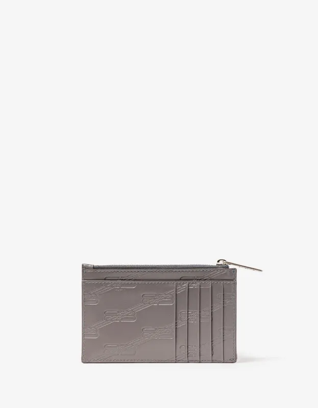 Balenciaga Dark Grey BB Monogram Zip Card Holder sold by Zoo Fashions