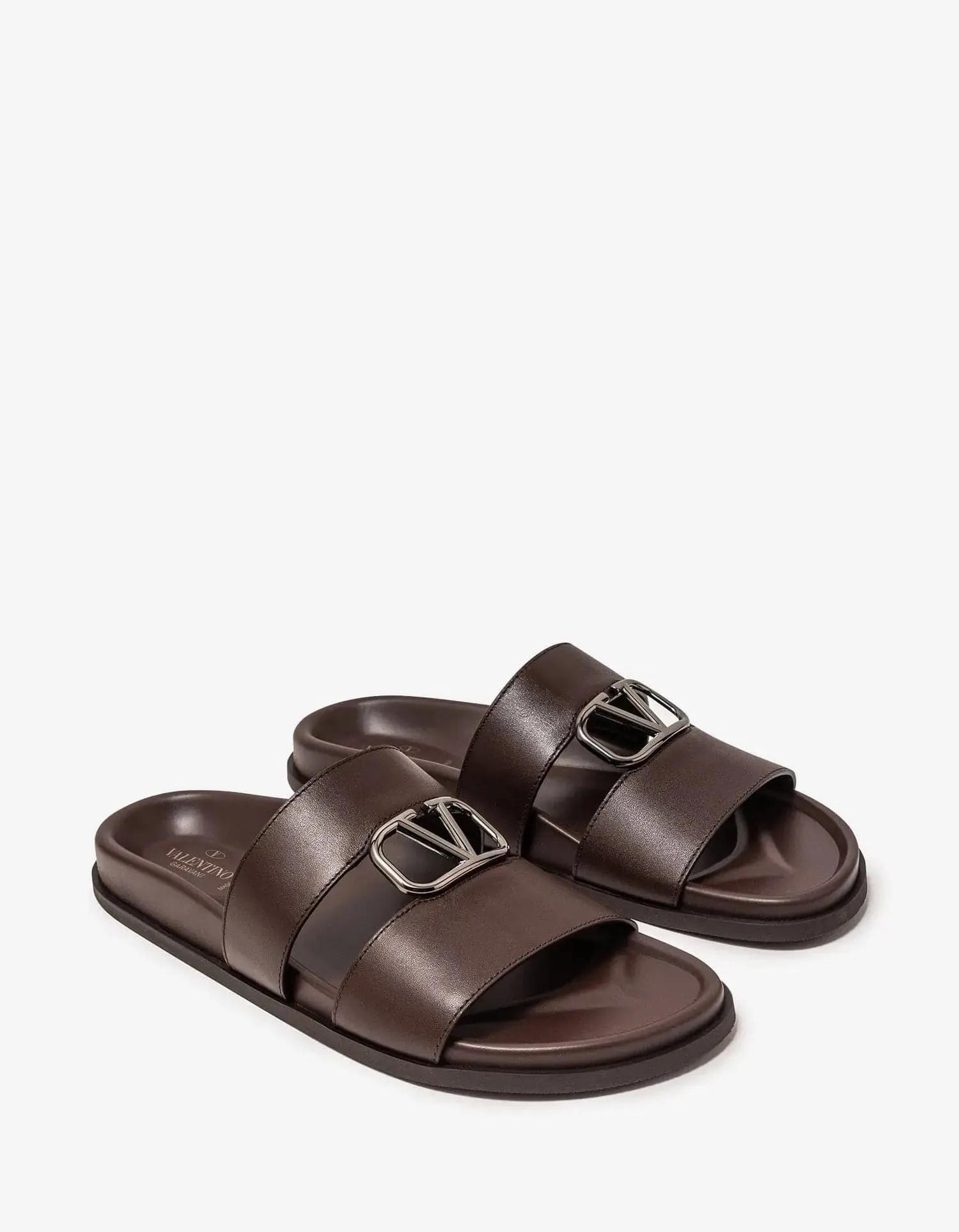 Valentino Brown VLogo Slide Sandals sold by Zoo Fashions