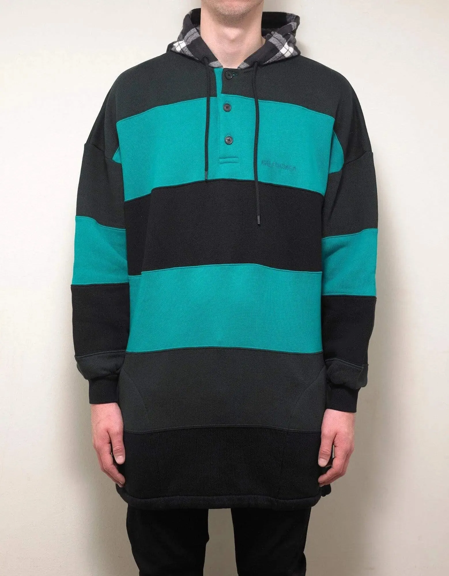 Balenciaga Green & Black Stripe Oversized Hoodie - SS19 sold by Zoo Fashions product image thumbnail 2