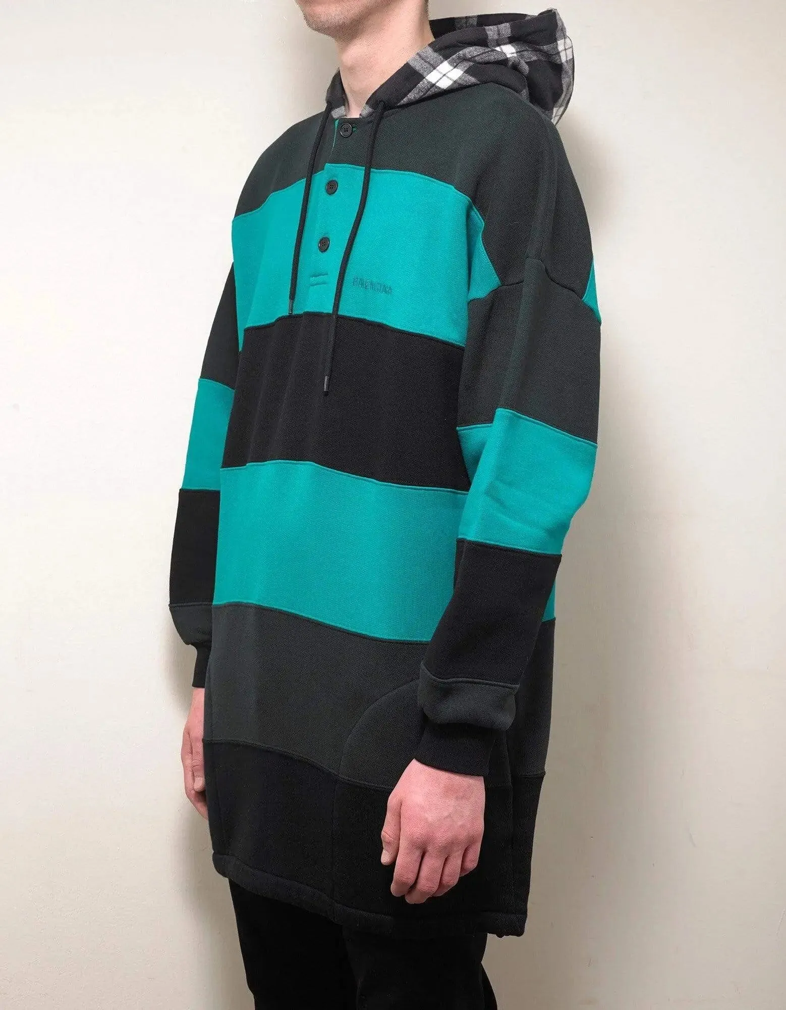 Balenciaga Green & Black Stripe Oversized Hoodie - SS19 sold by Zoo Fashions product image thumbnail 3