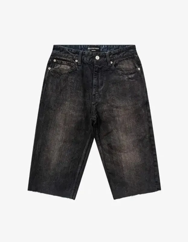 Balenciaga Dark Brown Slim Denim Shorts sold by Zoo Fashions