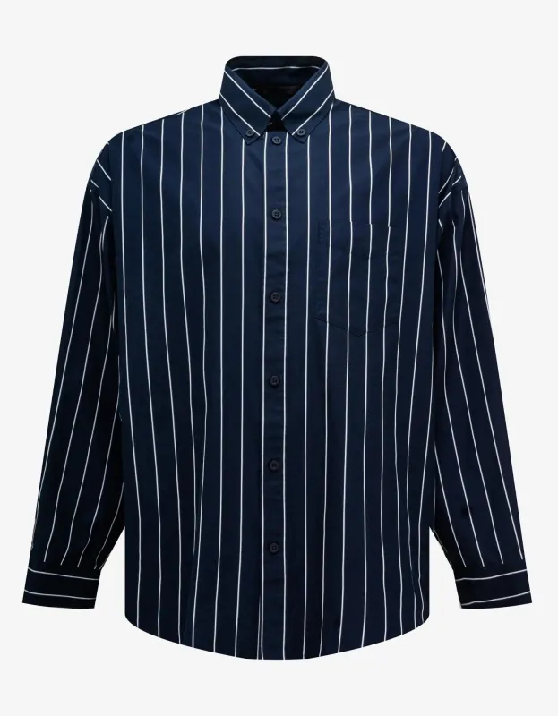 Balenciaga Blue Stripe Oversized Shirt sold by Zoo Fashions