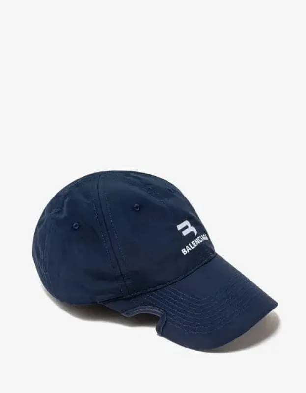 Balenciaga Blue Sporty B Notch Visor Cap sold by Zoo Fashions