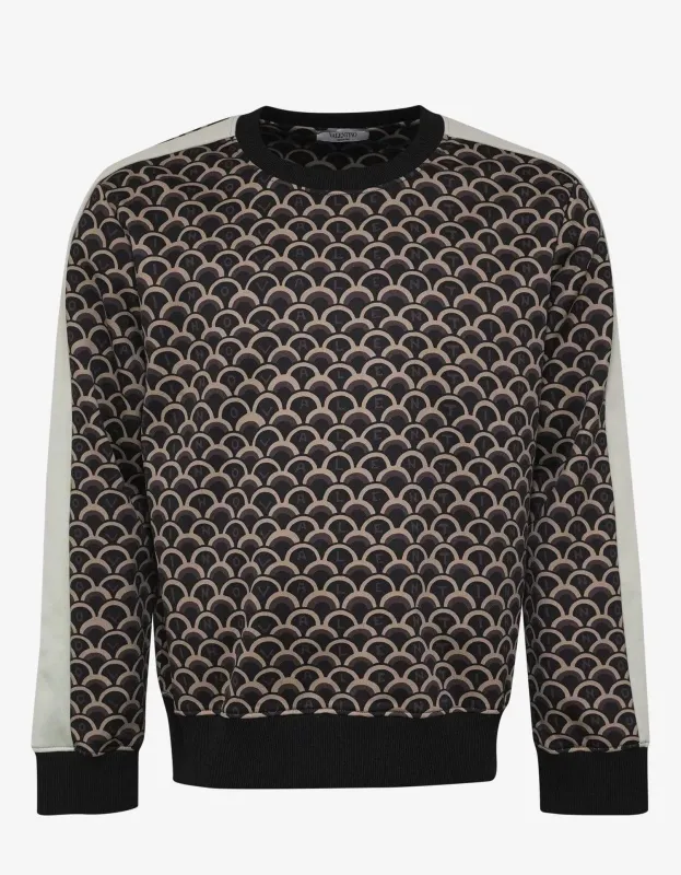 Valentino Black & Beige Logo Scale Print Sweatshirt sold by Zoo Fashions