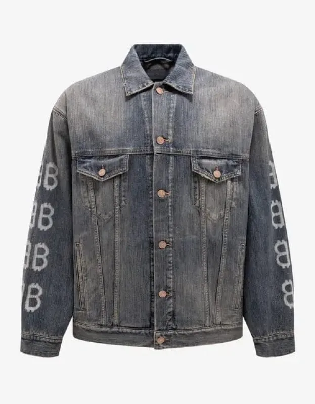 Balenciaga Blue Crypto Large Denim Jacket sold by Zoo Fashions