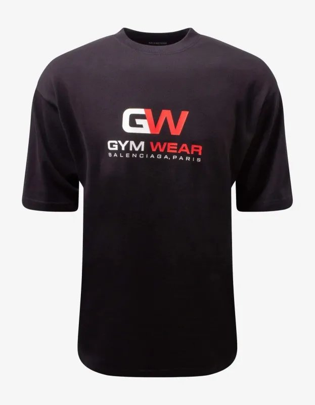 Balenciaga Black Gym Wear Large Fit T-Shirt sold by Zoo Fashions