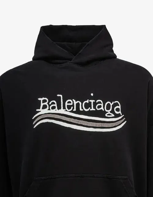 Balenciaga Black Hand Drawn Political Logo Large Hoodie sold by Zoo Fashions product image thumbnail 4