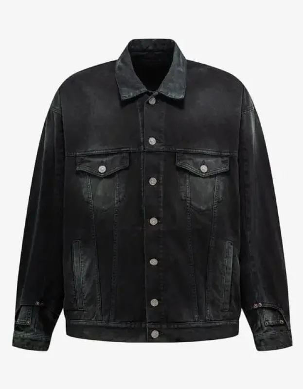 Balenciaga Black Deconstructed Denim Jacket sold by Zoo Fashions
