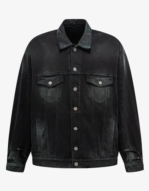 Balenciaga Black Deconstructed Denim Jacket sold by Zoo Fashions