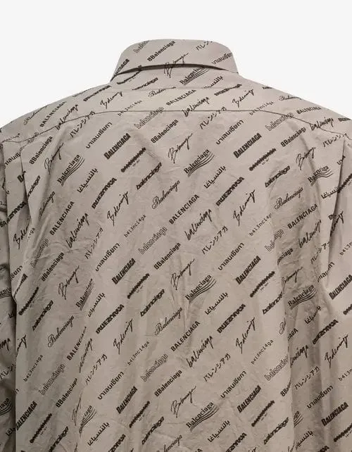 Balenciaga Beige Logomania All-Over Shirt sold by Zoo Fashions product image thumbnail 4