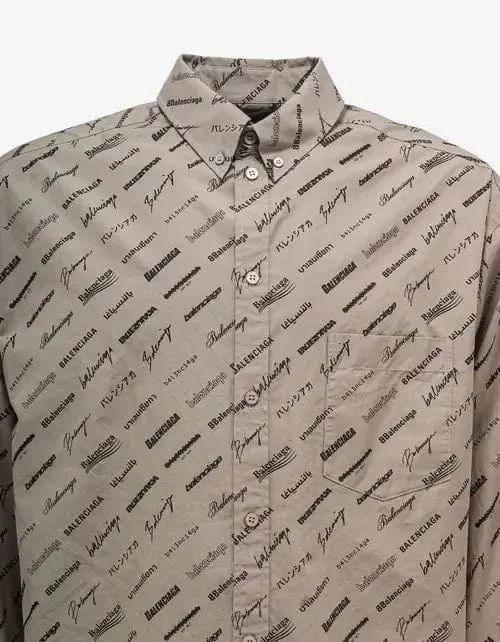 Balenciaga Beige Logomania All-Over Shirt sold by Zoo Fashions product image thumbnail 3