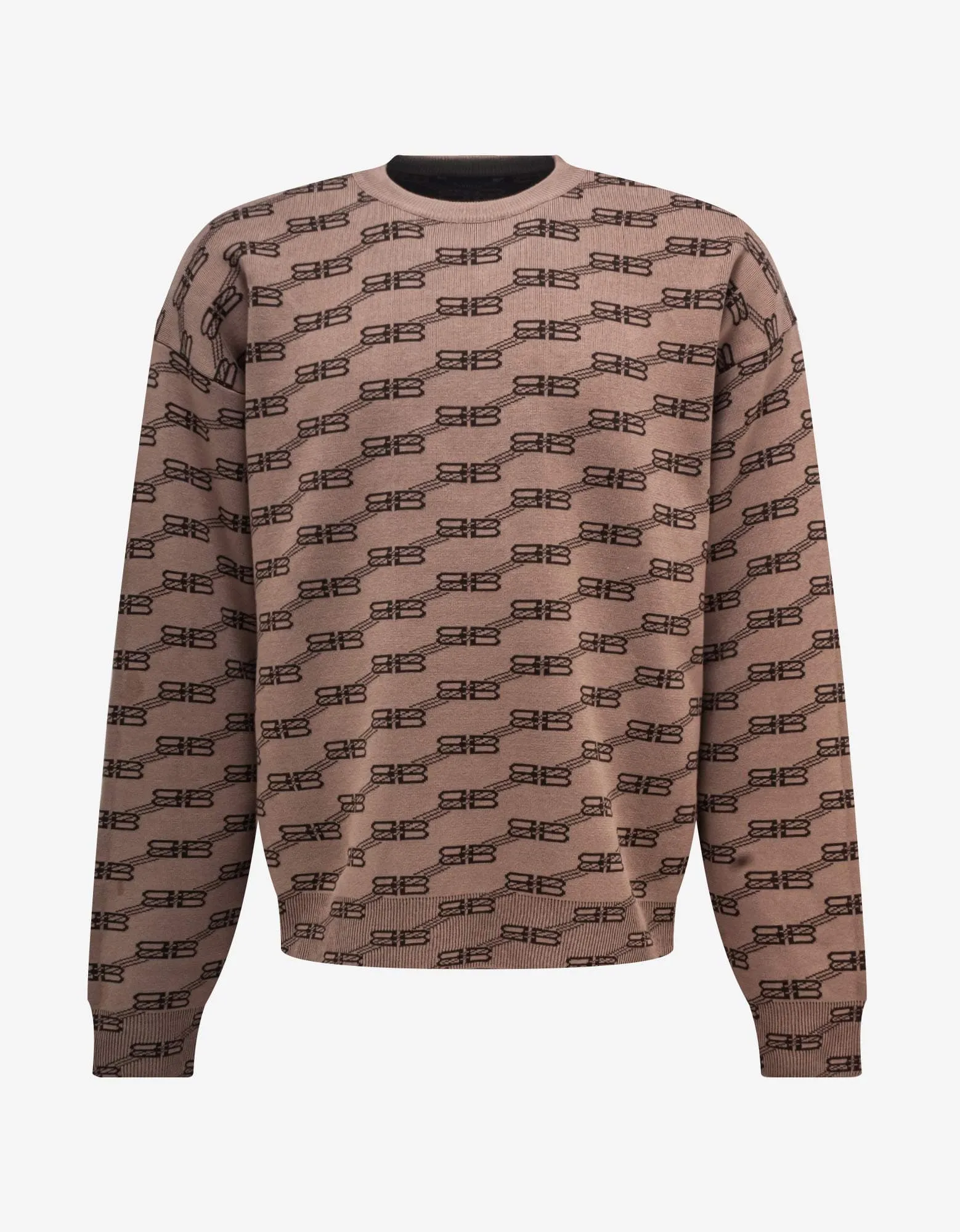 Balenciaga Beige All-Over BB Monogram Sweater sold by Zoo Fashions