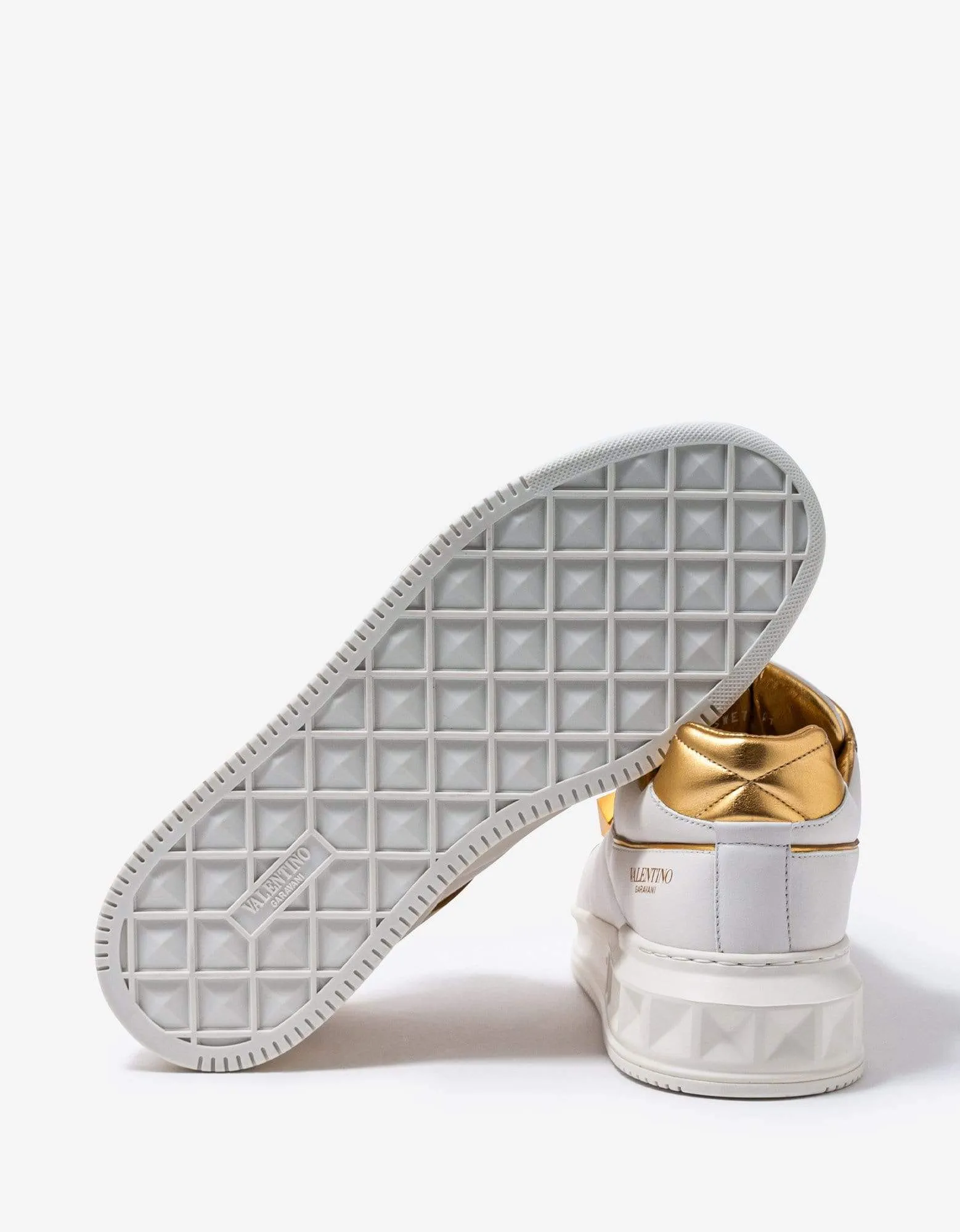 Valentino White & Gold One Stud Trainers sold by Zoo Fashions product image thumbnail 5
