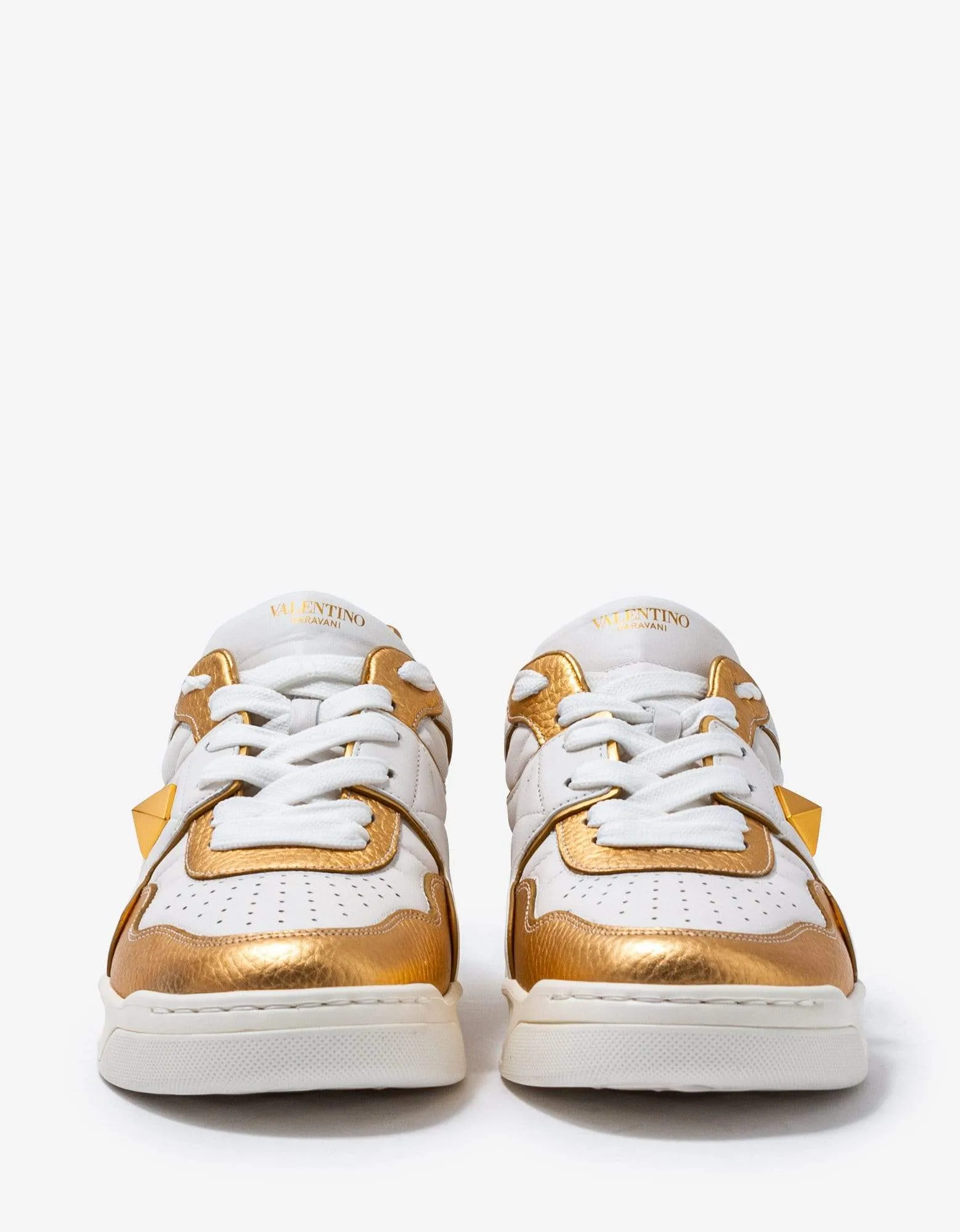 Valentino White & Gold One Stud Trainers sold by Zoo Fashions product image thumbnail 3