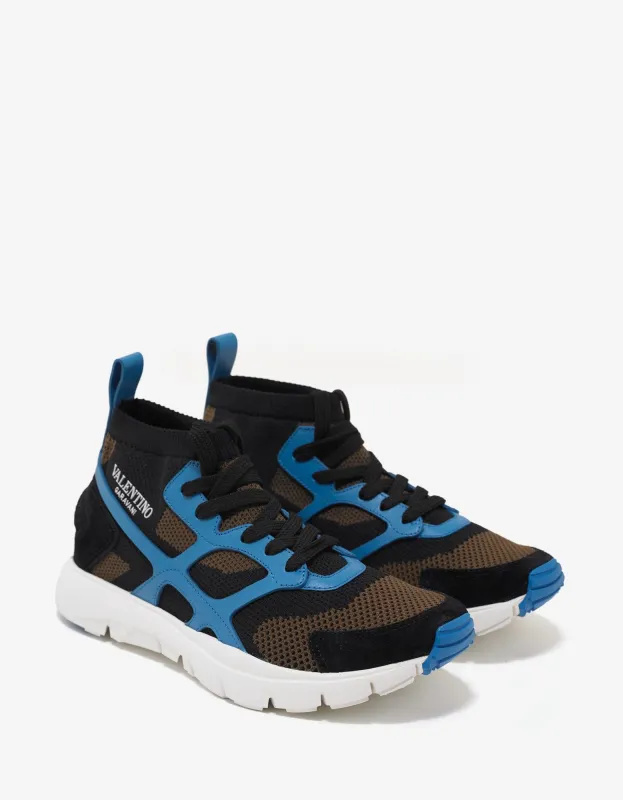 Valentino Sound High Leather & Mesh Trainers sold by Zoo Fashions