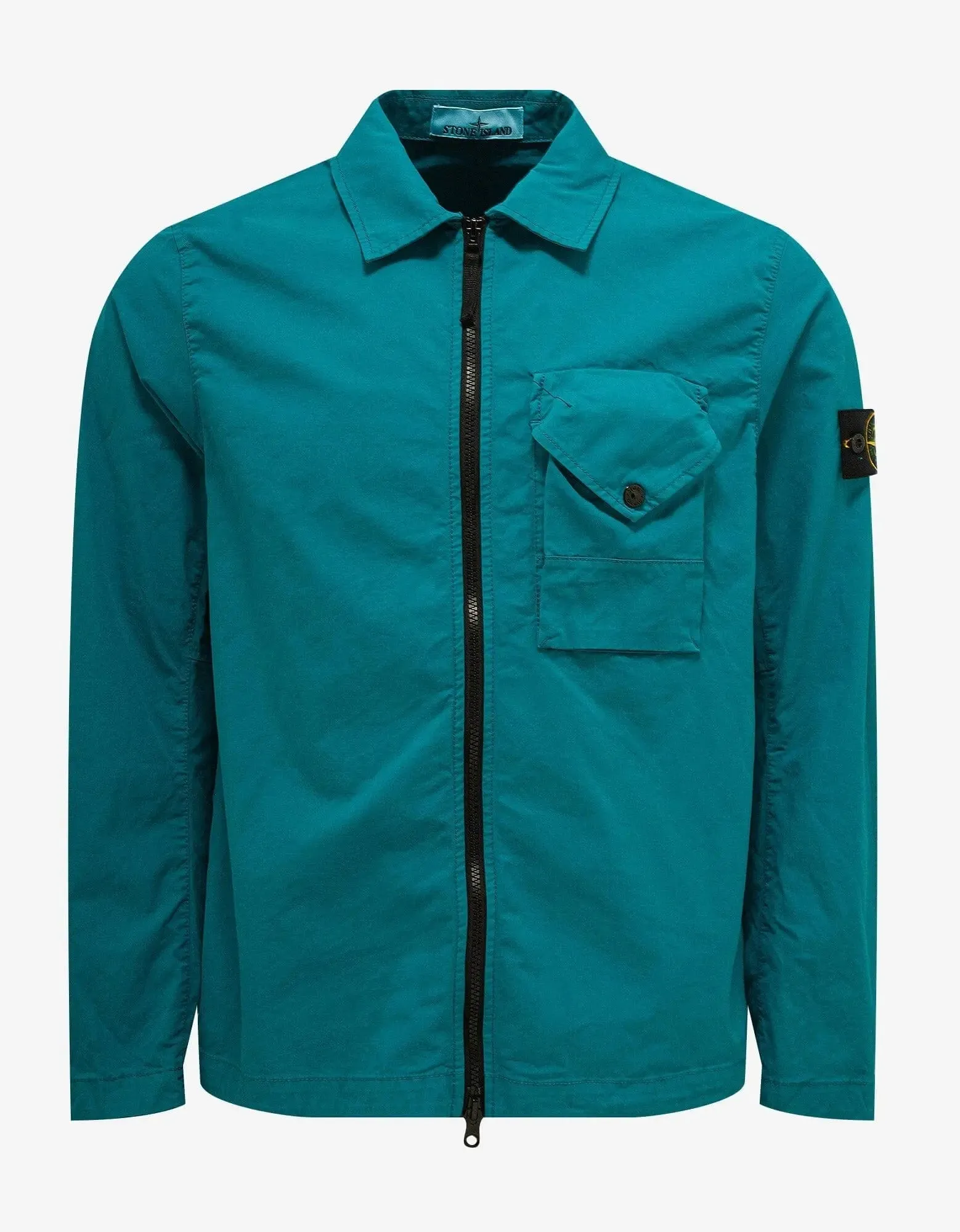 Stone Island Turquoise Blue Garment Dyed Overshirt sold by Zoo Fashions