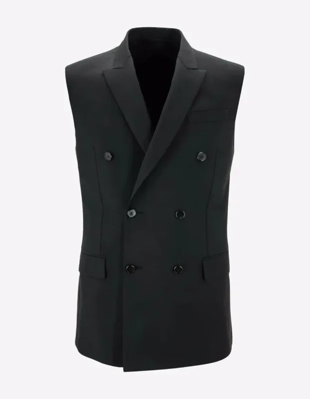 Givenchy Black Double-Breasted Sleeveless Blazer sold by Zoo Fashions