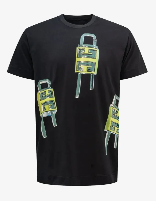 Givenchy Black 4G Padlock Print T-Shirt sold by Zoo Fashions