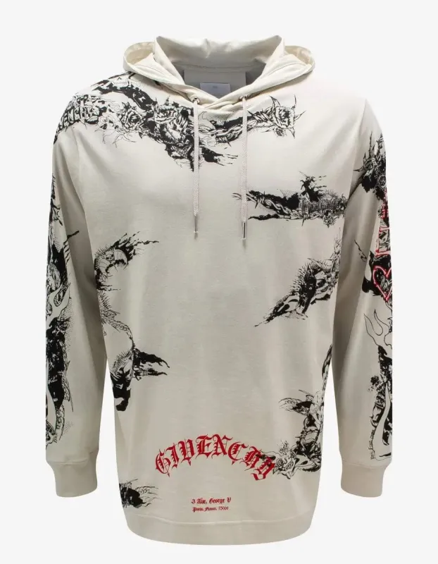 Givenchy Beige Gothic Print Oversized Hoodie made by Givenchy