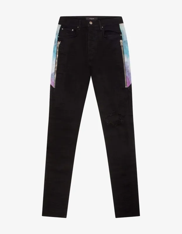 Amiri Jeans Watercolor Half Track Black sold by Zoo Fashions