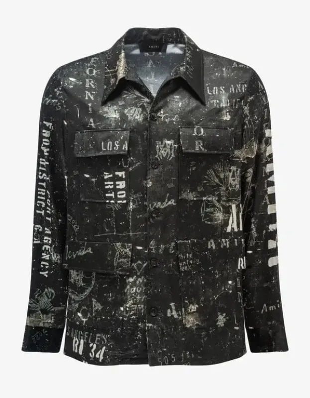 Amiri Black Army Stencil Shirt sold by Zoo Fashions