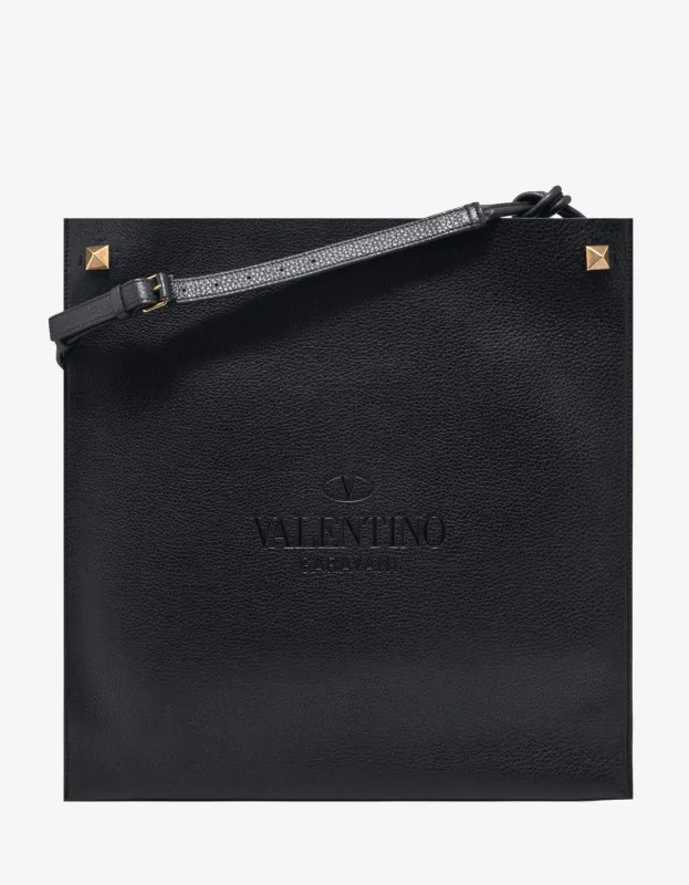 Valentino Black Identity Leather Tote Bag sold by Zoo Fashions