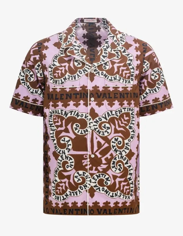 Valentino Brown Mini Bandana Camp Shirt sold by Zoo Fashions