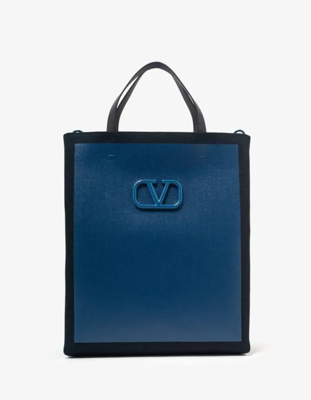 Valentino Blue VLogo Signature Canvas Shopping Bag sold by Zoo Fashions