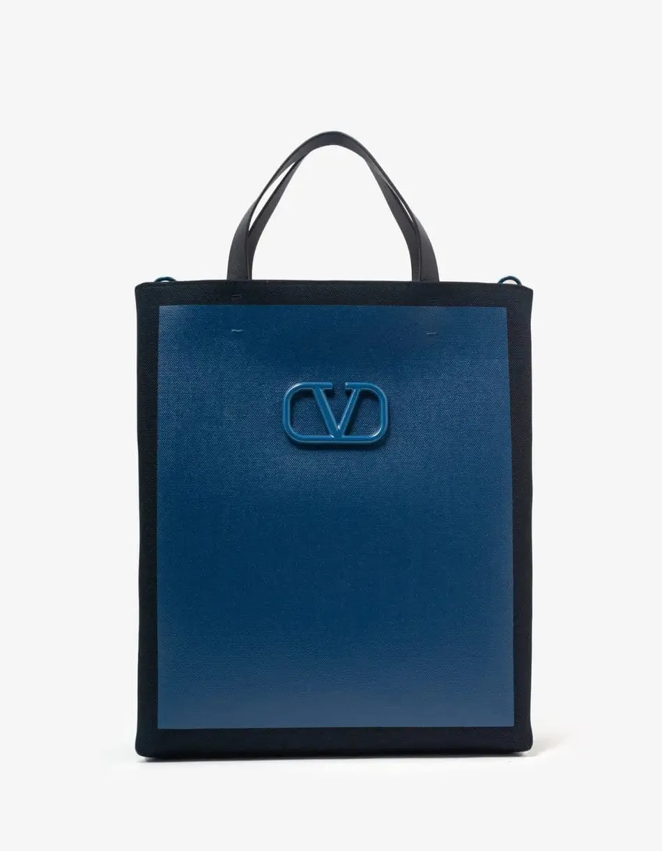 Valentino Blue VLogo Signature Canvas Shopping Bag sold by Zoo Fashions
