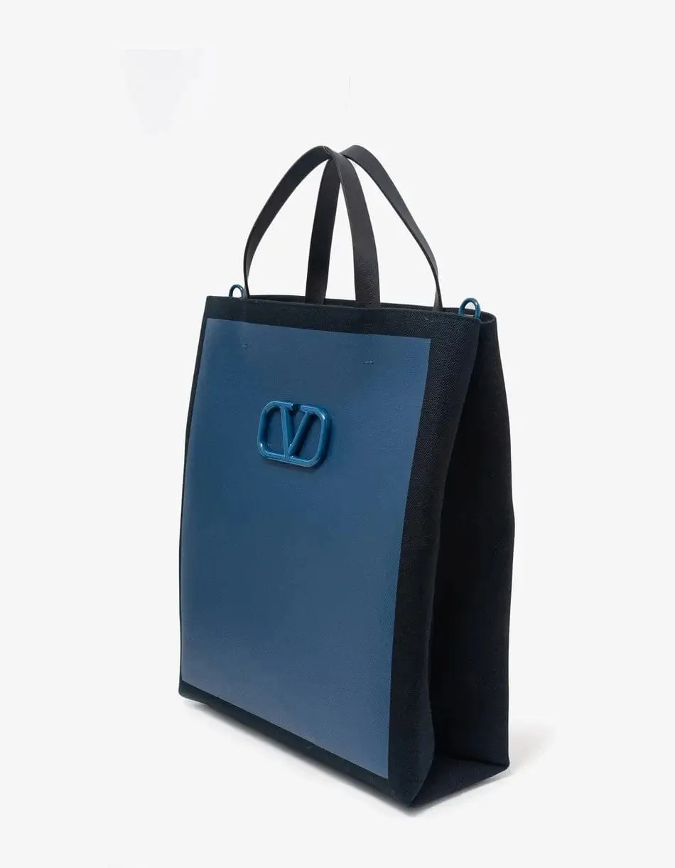 Valentino Blue VLogo Signature Canvas Shopping Bag sold by Zoo Fashions product image thumbnail 5