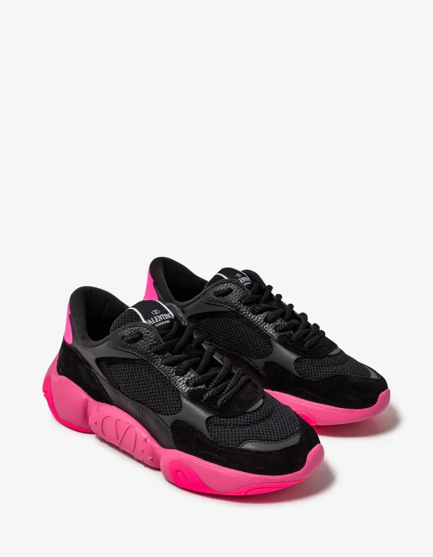 Valentino Black Bubbleback Mesh and Suede Trainers sold by Zoo Fashions
