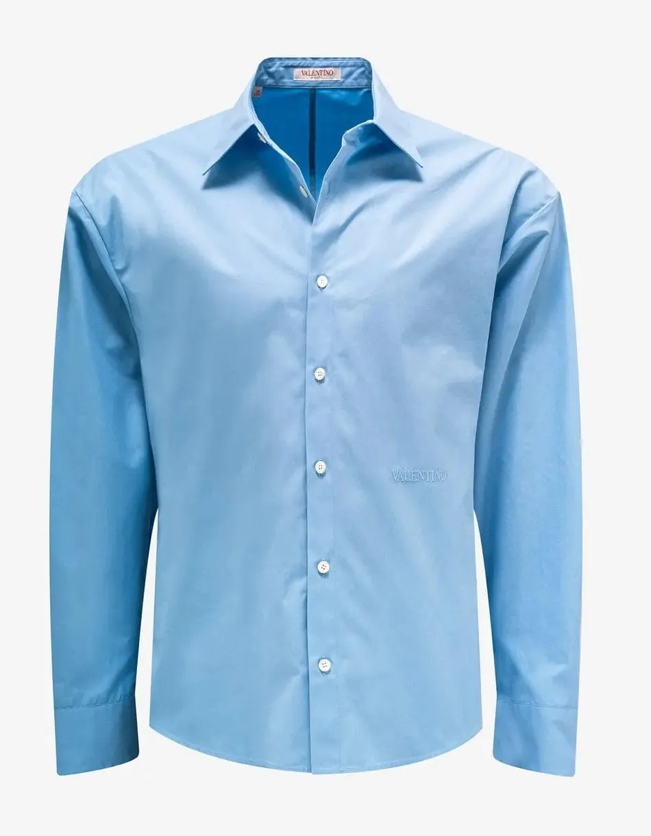 Valentino Blue Logo Embroidered Shirt sold by Zoo Fashions