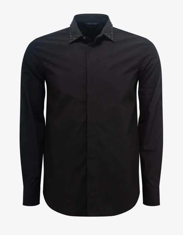 Valentino Black Untitled Stud Shirt sold by Zoo Fashions