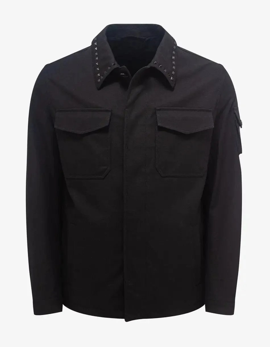 Valentino Black Untitled Stud Overshirt sold by Zoo Fashions