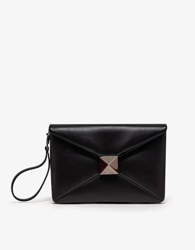 Valentino Black One Stud Nappa Clutch Bag sold by Zoo Fashions