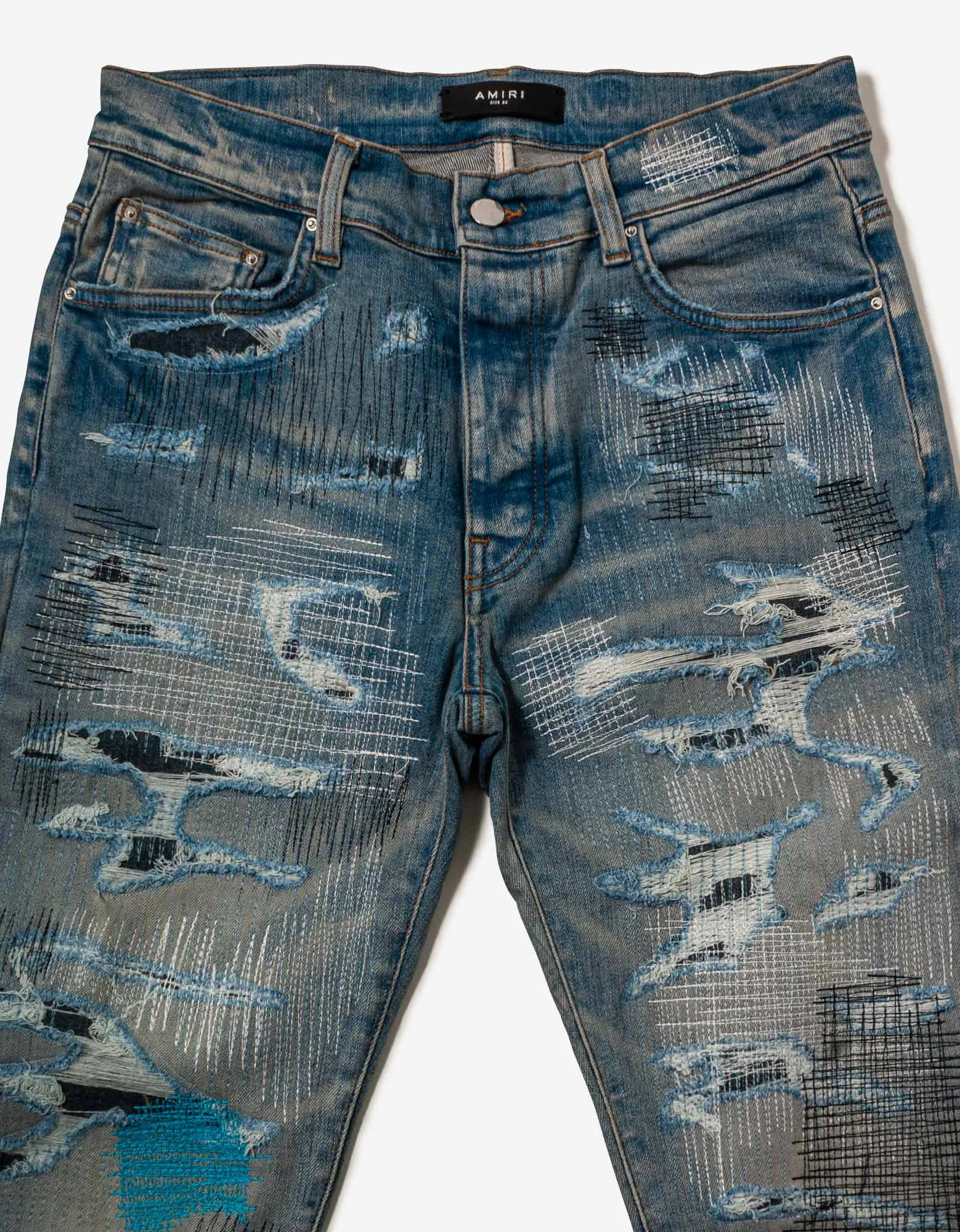 Amiri All Over Repair Clay Indigo Jeans sold by Zoo Fashions product image thumbnail 3
