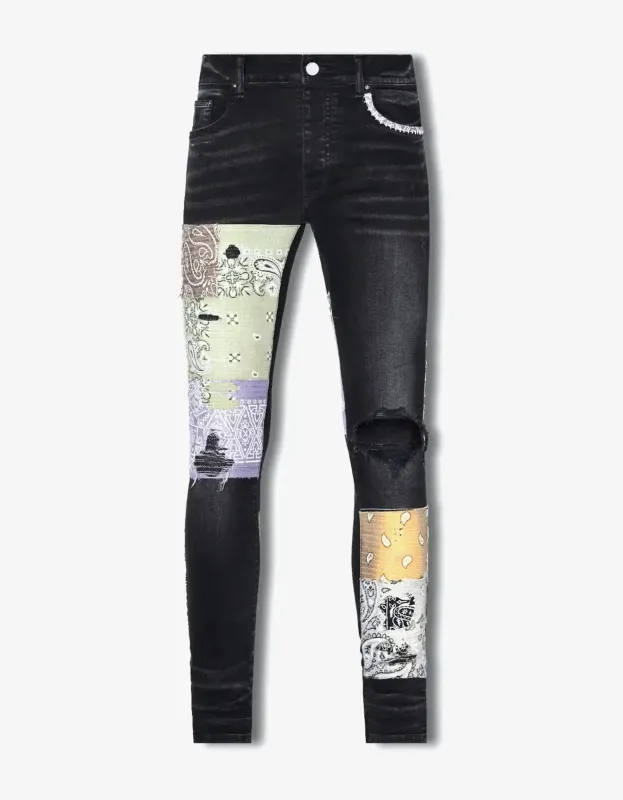 Amiri Jeans Bandana Art Patch Aged Black sold by Zoo Fashions
