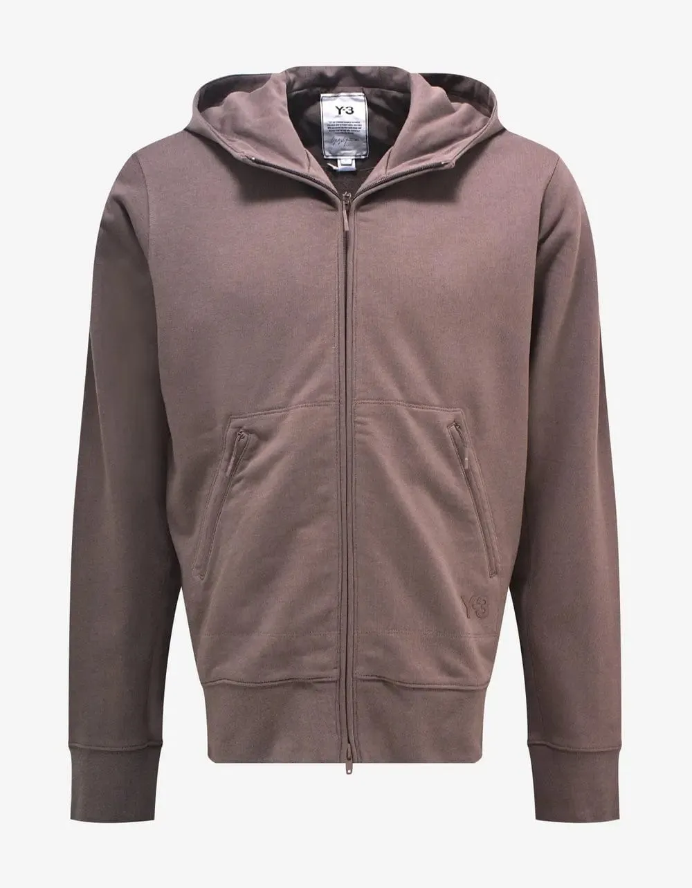 Y-3 Brown Classic DWR Terry Utility Zip Hoodie sold by Zoo Fashions