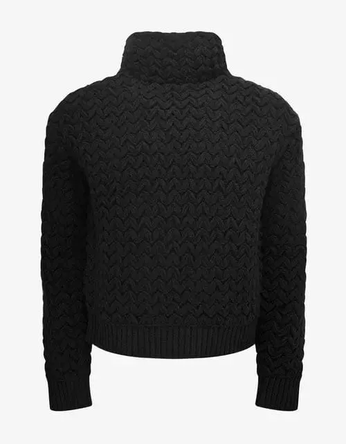 Valentino Black High-Neck Wool Knit Jumper sold by Zoo Fashions product image thumbnail 2
