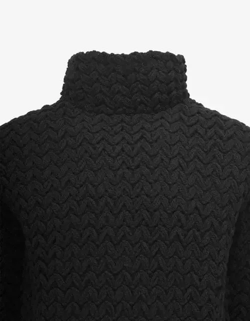 Valentino Black High-Neck Wool Knit Jumper sold by Zoo Fashions product image thumbnail 4